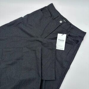 Theory Women's Wool Flannel‎ Five Pocket Straight Leg Pant, Size 00, Charcoal